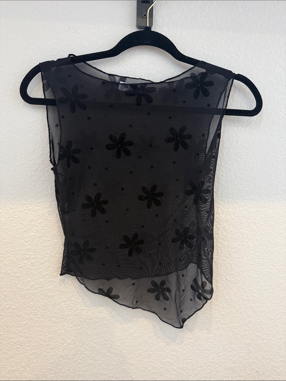 Princess Polly Black Floral Sheer Mesh Tank Size US 4